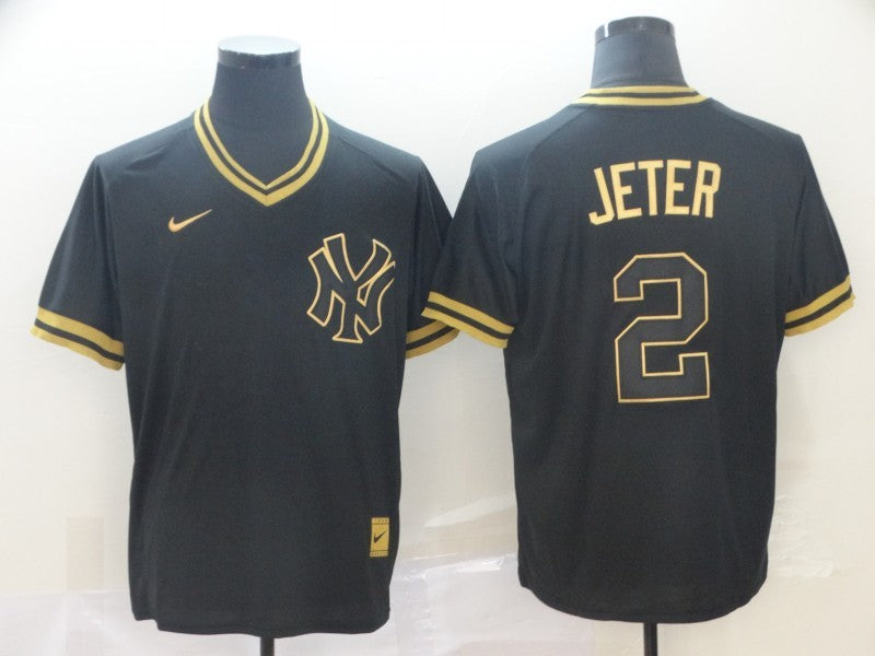 Men's New York Yankees Derek Jeter #2 Black Jersey